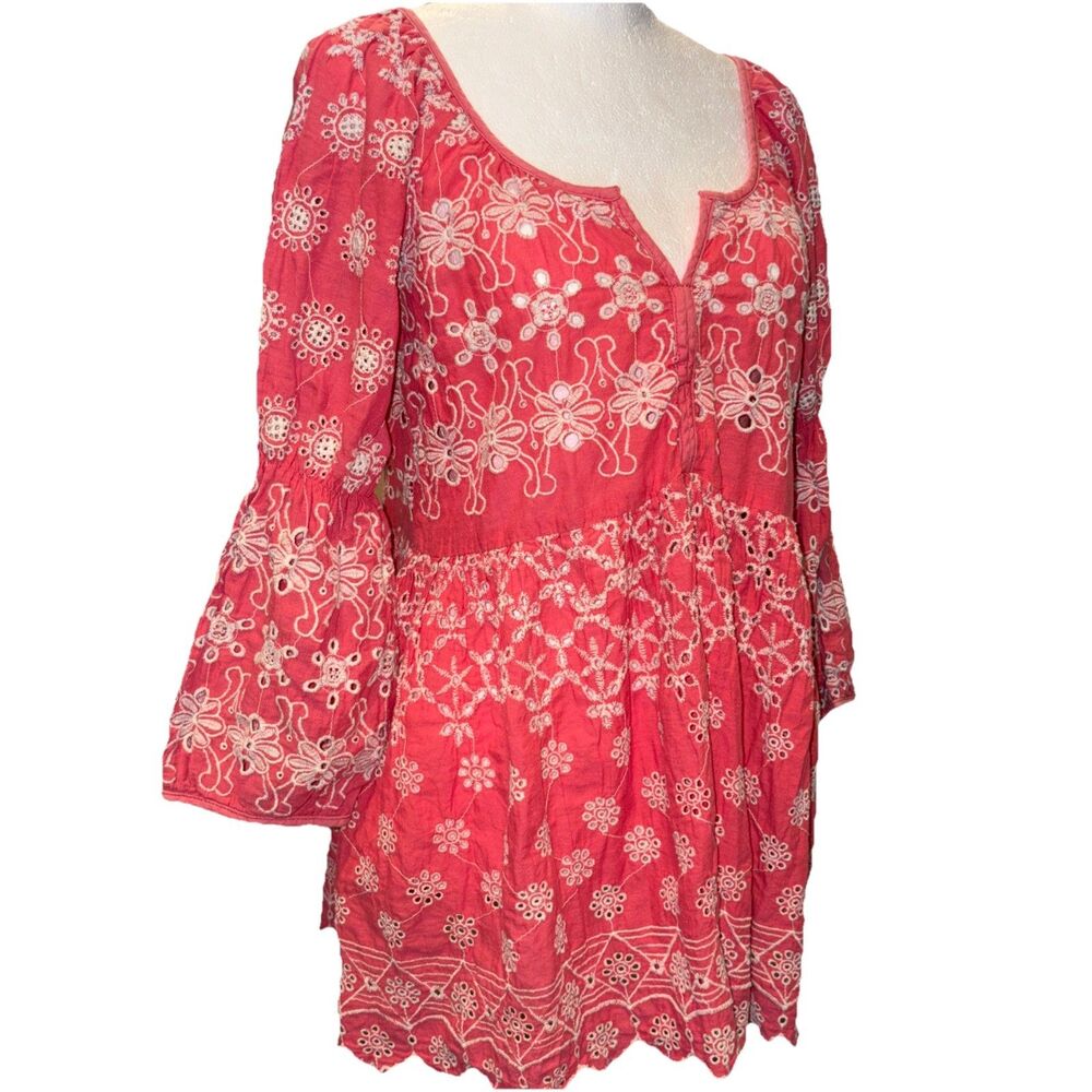 Meena Mahal Embroidered Pink Mini Dress/Tunic Medium - Picture 2 of 5